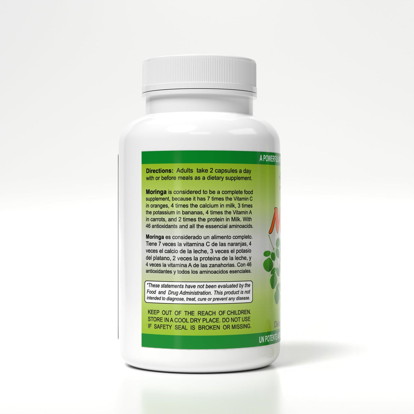 Pure Moringa Leaf Capsules, 120 Count