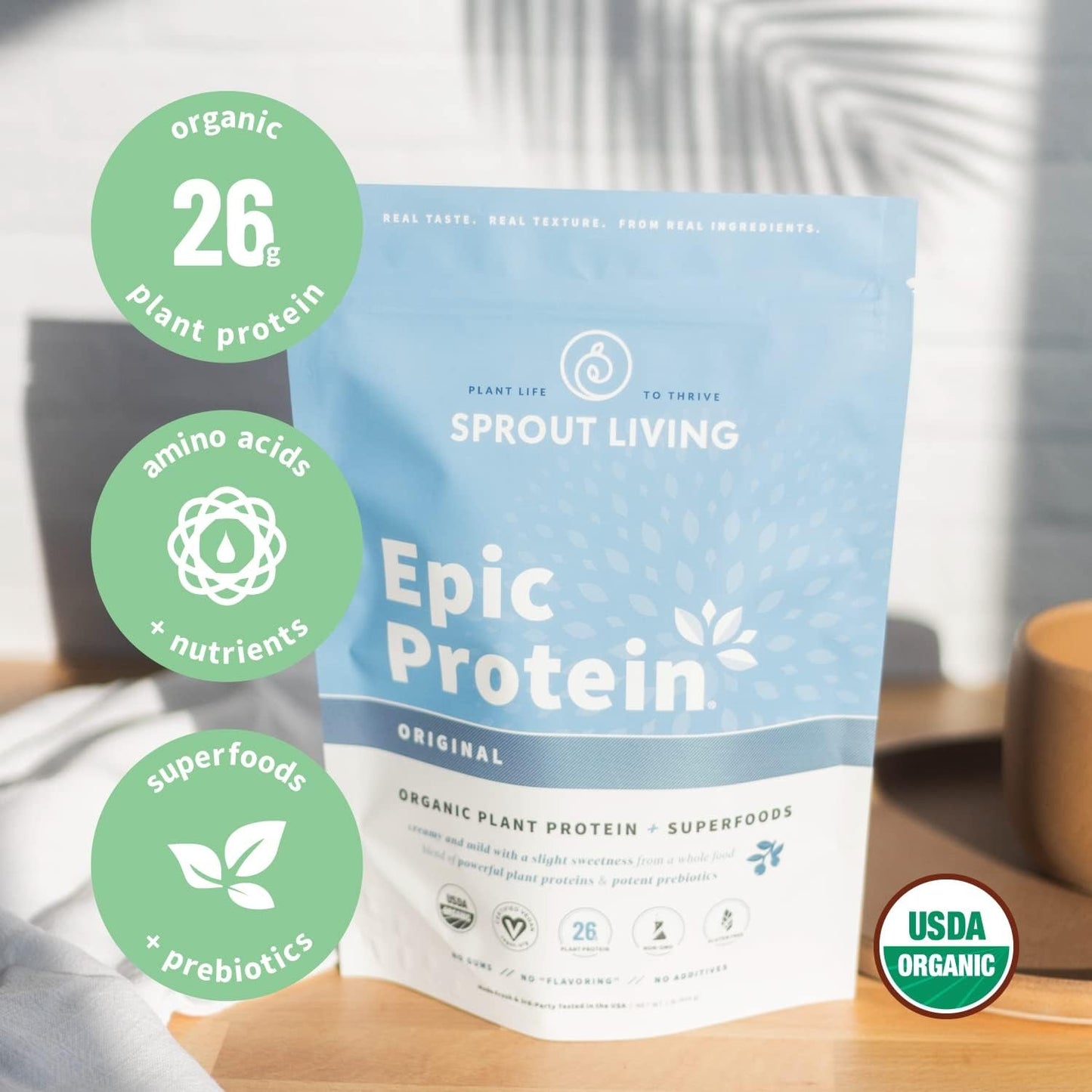 Plant Based Protein & Superfoods Powder, Original, Unflavored | Organic Protein