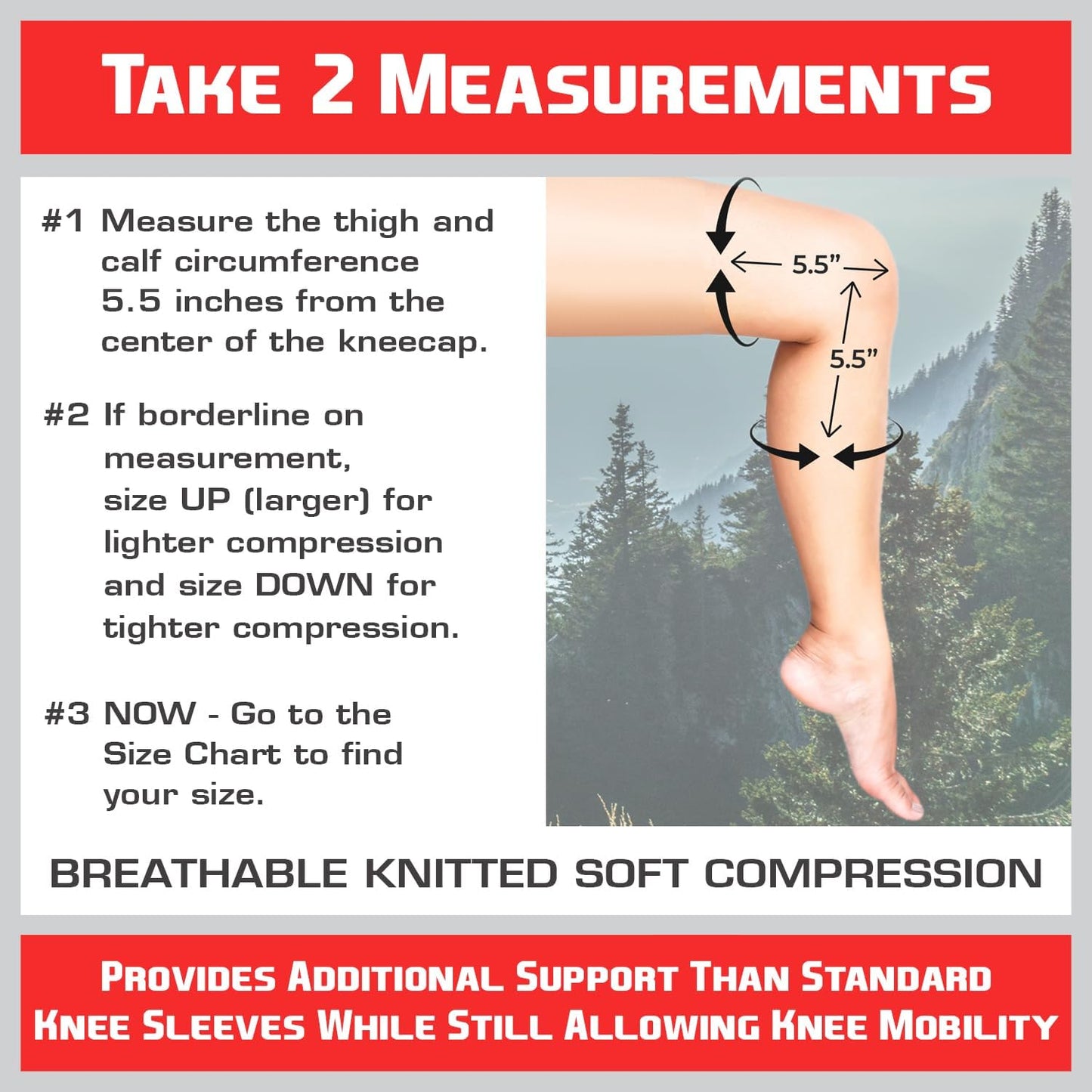Knee Brace for Women & Men - Knee Compression Sleeve for Knee Pain, Knee Support. Knee Brace for Meniscus Tear, ACL, and Arthritis with Side Stabilizers & Gel Pads. 5 Sizes Single Pack