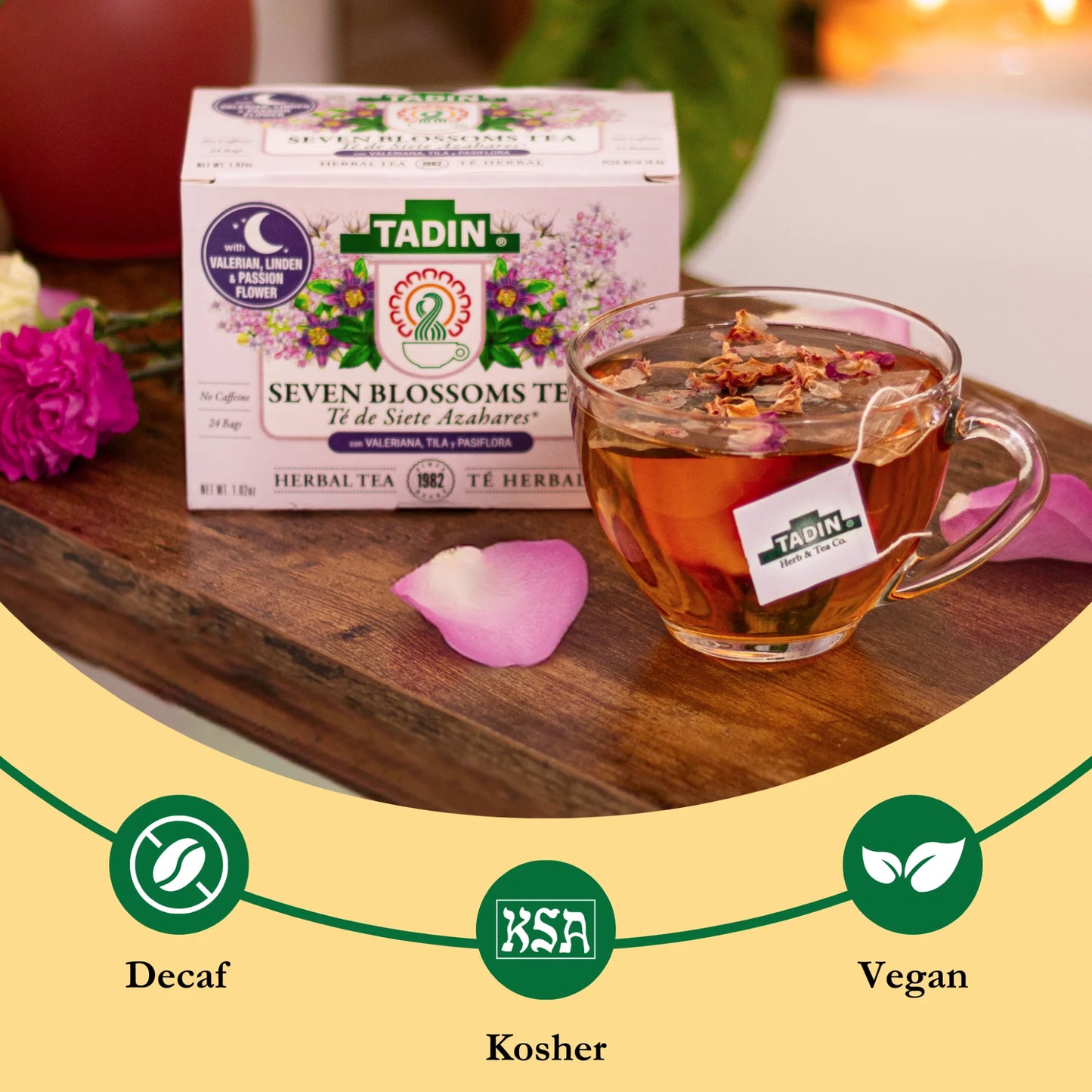(2 Pack) Seven Blossoms Tea, Herbal Tea, Caffeine-Free Tea, Herbal Tea Bags, 24 Count, Pack of 1