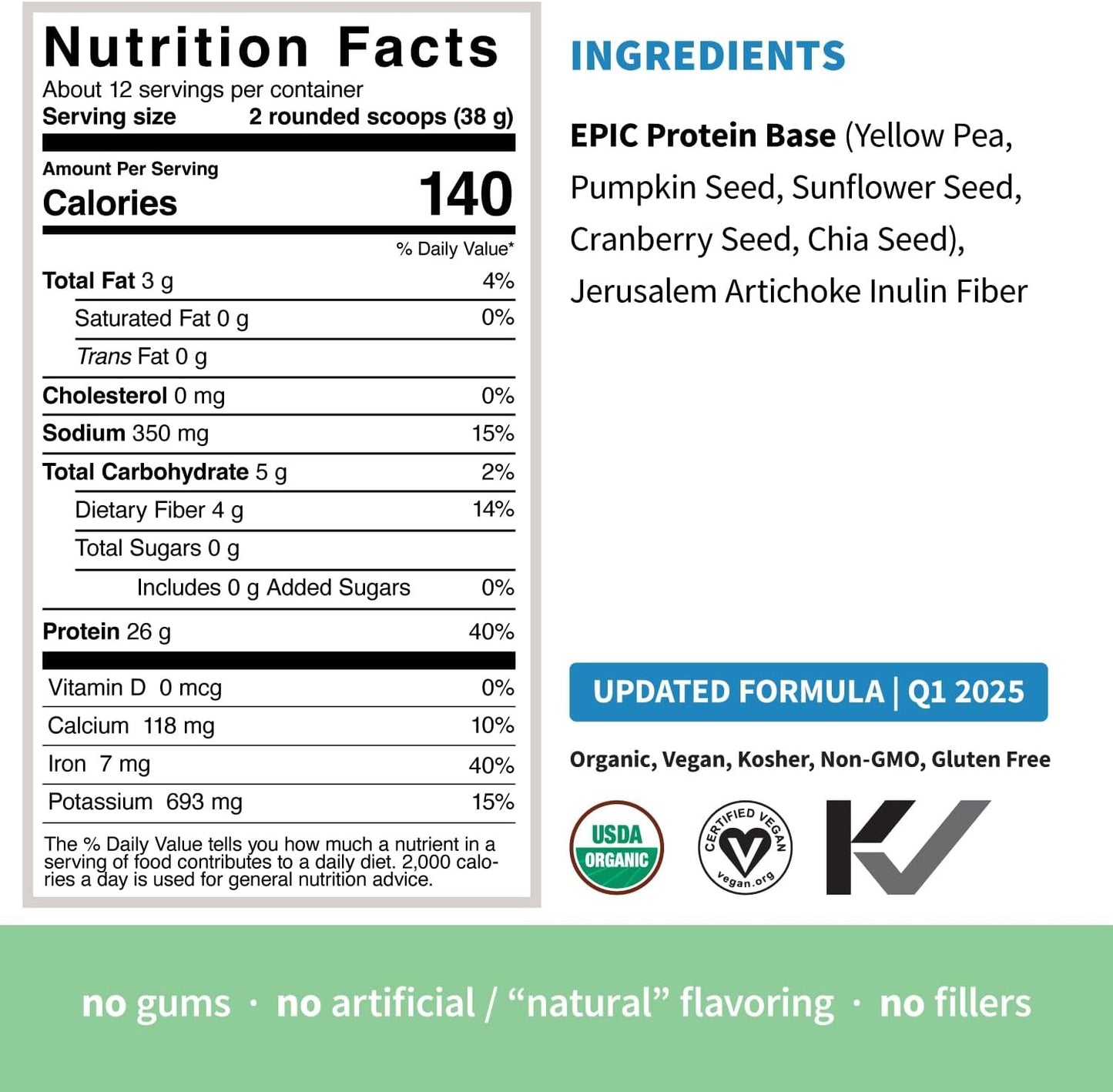 Plant Based Protein & Superfoods Powder, Original, Unflavored | Organic Protein