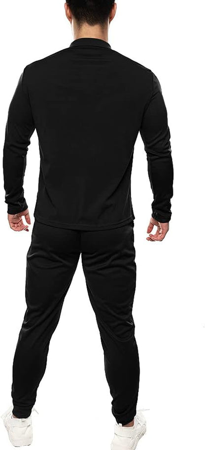 Men'S Fall Casual 2 Pieces Jogging Suits - Solid Color Zipper Long Sleeve Sweatshirt and Sweatpant Sports Tracksuit