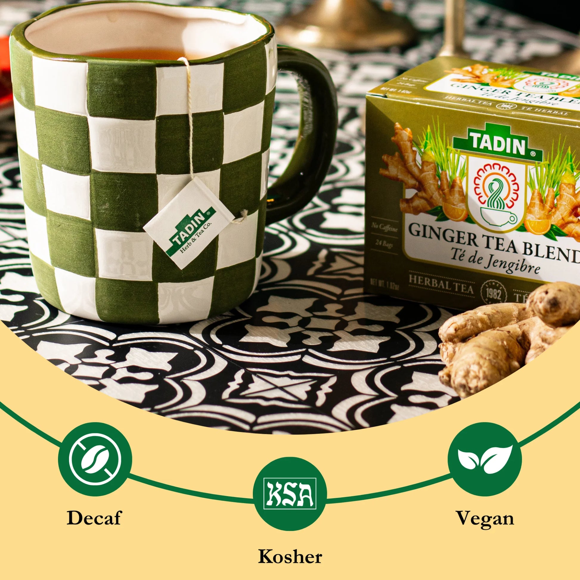 Ginger Tea, Herbal Tea, Caffeine-Free Tea, Herbal Teabags, 24 Count, Pack of 1