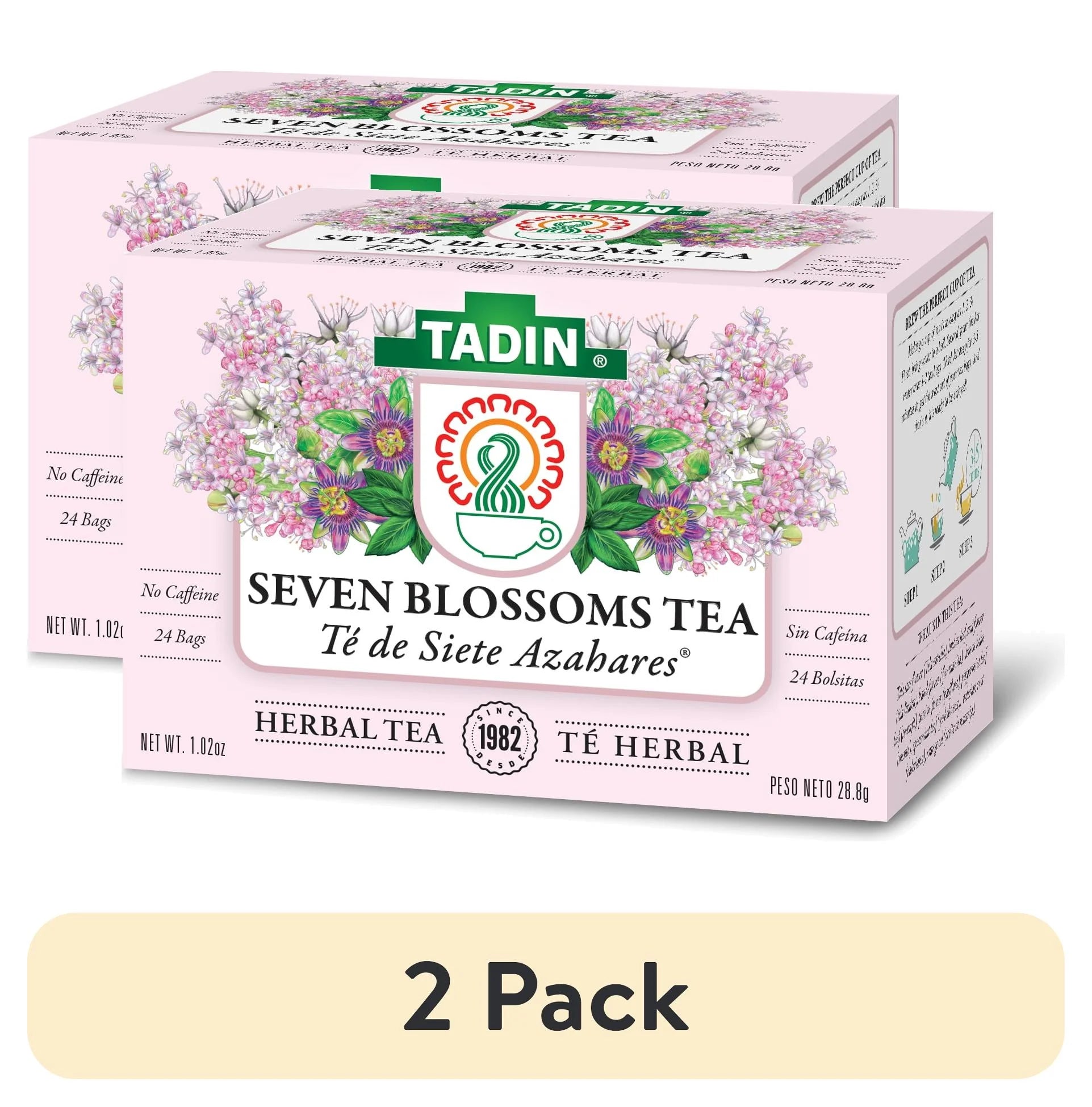 (2 Pack)  Seven Blossoms Tea, Herbal Tea, Caffeine-Free Tea, Herbal Tea Bags, 24 Count, Pack of 1