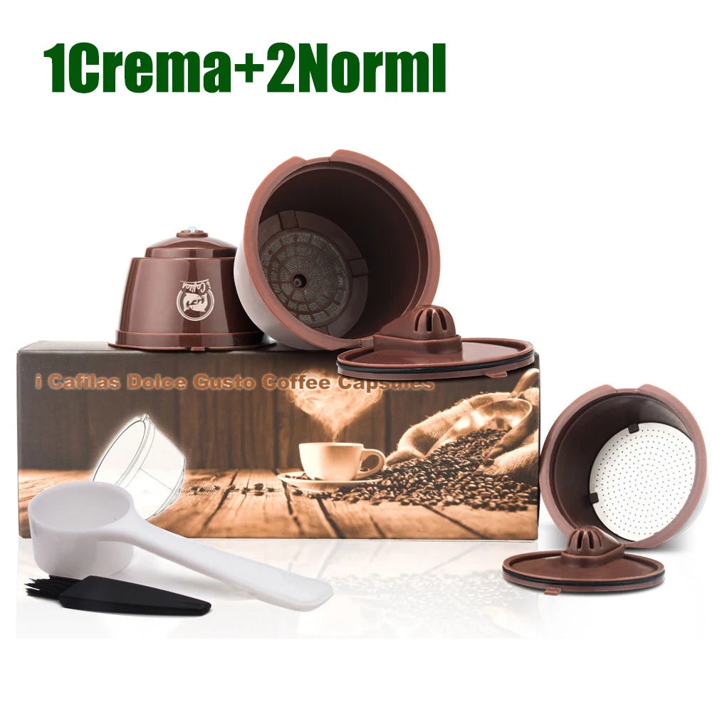 Icafilas Reutilizables Coffee Capsule for Nescafe Dolce Gusto Refill Crema Plastic Dolci Gusto Coffee Filter with Metal Mesh
