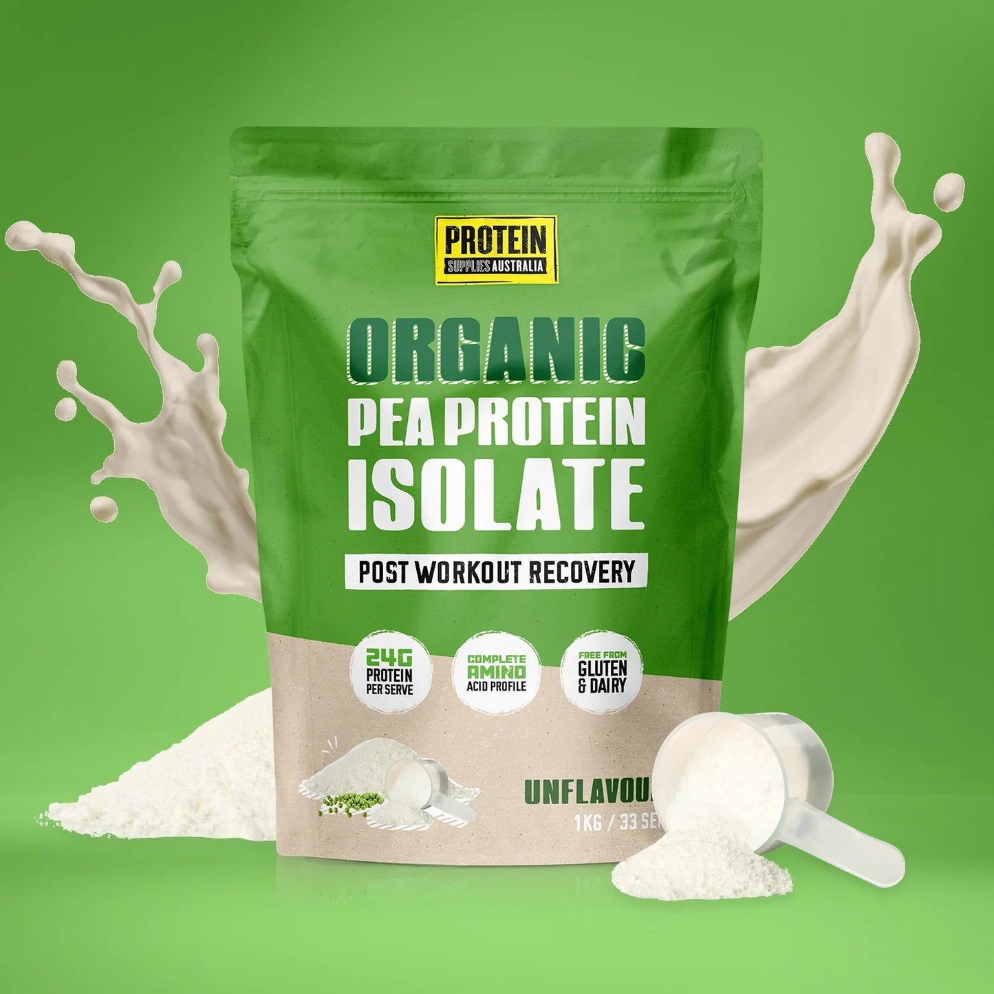 NEW Protein Supplies Australia Protein Organic Pea Protein Unflavoured 1Kg
