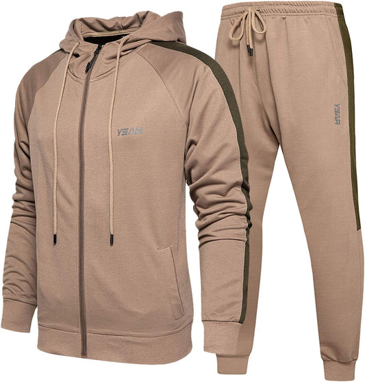 Men'S Casual Tracksuit Long Sleeve Full-Zip Running Jogging Sports Jacket and Pants