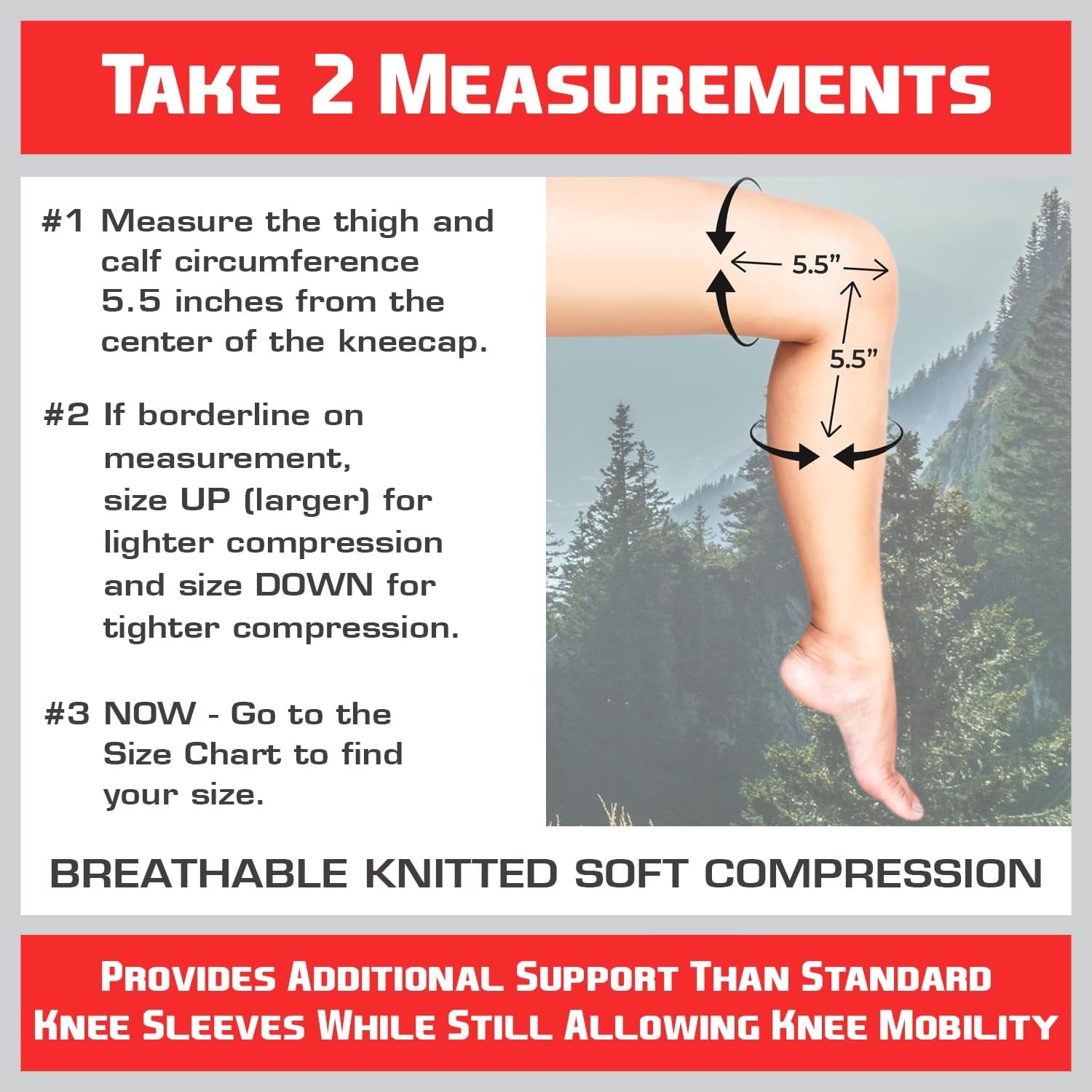 Knee Brace for Women & Men - Knee Compression Sleeve for Knee Pain, Knee Support. Knee Brace for Meniscus Tear, ACL, and Arthritis with Side Stabilizers & Gel Pads. 5 Sizes Single Pack