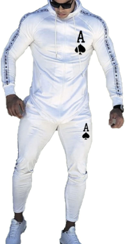 Men'S Personalized Hoodie Tracksuit 2 Piece Outfit Casual Long Sleeve Sweat Suit Full Zip Sports Jogging Suits