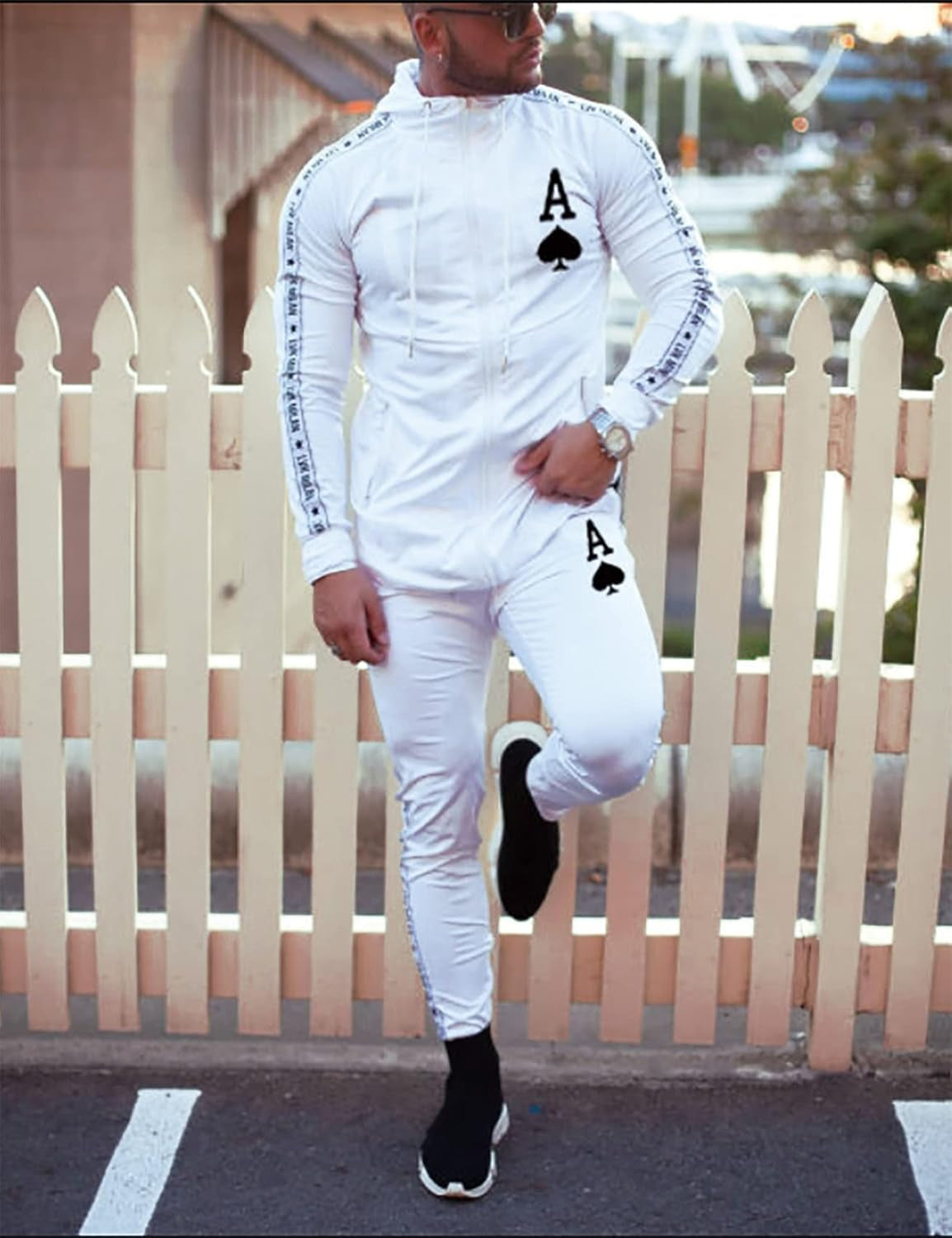Men'S Personalized Hoodie Tracksuit 2 Piece Outfit Casual Long Sleeve Sweat Suit Full Zip Sports Jogging Suits