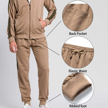 Men'S Casual Tracksuit Long Sleeve Full-Zip Running Jogging Sports Jacket and Pants